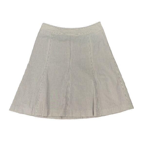 Talbots Skirt Womens 10P Petite Mitered Striped Side Zip A Lined White Navy - Picture 1 of 11